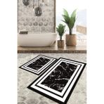 Viyana Home Dijital Baskılı Kaymaz Tabanlı Yıkanabilir 2'li Set Banya Halısı Klozet Takımı Paspas VHKZ-HY-963 - Siyah