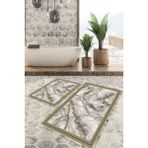 Viyana Home Dijital Baskılı Kaymaz Tabanlı Yıkanabilir 2'li Set Banya Halısı Klozet Takımı Paspas VHKZ-HY-966 - Gold