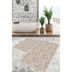 Viyana Home Dijital Baskılı Kaymaz Tabanlı Yıkanabilir 2'li Set Banya Halısı Klozet Takımı Paspas VHKZ-SD-1000 - Bej