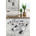 Viyana Home Dijital Baskılı Kaymaz Tabanlı Yıkanabilir 2'li Set Banya Halısı Klozet Takımı Paspas VHKZ-SD-1004 - Gri