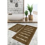 Viyana Home Dijital Baskılı Kaymaz Tabanlı Yıkanabilir 2'li Set Banya Halısı Klozet Takımı Paspas VHKZ-SD-1012 - Kahverengi
