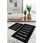 Viyana Home Dijital Baskılı Kaymaz Tabanlı Yıkanabilir 2'li Set Banya Halısı Klozet Takımı Paspas VHKZ-SD-1013 - Siyah