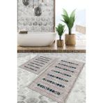 Viyana Home Dijital Baskılı Kaymaz Tabanlı Yıkanabilir 2'li Set Banya Halısı Klozet Takımı Paspas VHKZ-SD-1015 - Bej