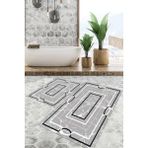 Viyana Home Dijital Baskılı Kaymaz Tabanlı Yıkanabilir 2'li Set Banya Halısı Klozet Takımı Paspas VHKZ-SD-1017 - Gri