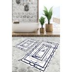 Viyana Home Dijital Baskılı Kaymaz Tabanlı Yıkanabilir 2'li Set Banya Halısı Klozet Takımı Paspas VHKZ-SD-1019 - Mavi