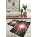 Viyana Home Dijital Baskılı Kaymaz Tabanlı Yıkanabilir 2'li Set Banya Halısı Klozet Takımı Paspas VHKZ-SD-1020 - Bordo