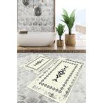 Viyana Home Dijital Baskılı Kaymaz Tabanlı Yıkanabilir 2'li Set Banya Halısı Klozet Takımı Paspas VHKZ-SD-1048 - Krem