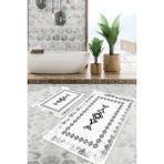 Viyana Home Dijital Baskılı Kaymaz Tabanlı Yıkanabilir 2'li Set Banya Halısı Klozet Takımı Paspas VHKZ-SD-1049 - Beyaz