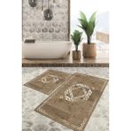 Viyana Home Dijital Baskılı Kaymaz Tabanlı Yıkanabilir 2'li Set Banya Halısı Klozet Takımı Paspas VHKZ-SD-1051 - Kahverengi