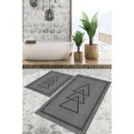 Viyana Home Dijital Baskılı Kaymaz Tabanlı Yıkanabilir 2'li Set Banya Halısı Klozet Takımı Paspas VHKZ-SD-1063 - Gri