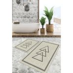 Viyana Home Dijital Baskılı Kaymaz Tabanlı Yıkanabilir 2'li Set Banya Halısı Klozet Takımı Paspas VHKZ-SD-1065 - Krem