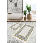 Viyana Home Dijital Baskılı Kaymaz Tabanlı Yıkanabilir 2'li Set Banya Halısı Klozet Takımı Paspas VHKZ-SD-1071 - Krem