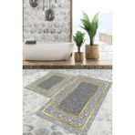 Viyana Home Dijital Baskılı Kaymaz Tabanlı Yıkanabilir 2'li Set Banya Halısı Klozet Takımı Paspas VHKZ-SD-1072 - Gri