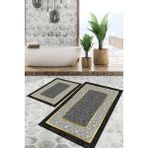 Viyana Home Dijital Baskılı Kaymaz Tabanlı Yıkanabilir 2'li Set Banya Halısı Klozet Takımı Paspas VHKZ-SD-1073 - Siyah