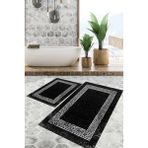 Viyana Home Dijital Baskılı Kaymaz Tabanlı Yıkanabilir 2'li Set Banya Halısı Klozet Takımı Paspas VHKZ-SD-1079 - Siyah