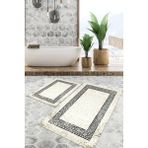 Viyana Home Dijital Baskılı Kaymaz Tabanlı Yıkanabilir 2'li Set Banya Halısı Klozet Takımı Paspas VHKZ-SD-1080 - Krem