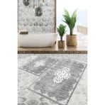 Viyana Home Dijital Baskılı Kaymaz Tabanlı Yıkanabilir 2'li Set Banya Halısı Klozet Takımı Paspas VHKZ-SD-1088 - Beyaz
