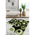 Viyana Home Dijital Baskılı Kaymaz Tabanlı Yıkanabilir 2'li Set Banya Halısı Klozet Takımı Paspas VHKZ-SD-1099 - Yeşil