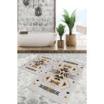 Viyana Home Dijital Baskılı Kaymaz Tabanlı Yıkanabilir 2'li Set Banya Halısı Klozet Takımı Paspas VHKZ-SD-1103 - Gri