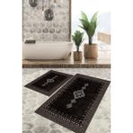 Viyana Home Dijital Baskılı Kaymaz Tabanlı Yıkanabilir 2'li Set Banya Halısı Klozet Takımı Paspas VHKZ-SD-1108 - Siyah
