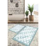 Viyana Home Dijital Baskılı Kaymaz Tabanlı Yıkanabilir 2'li Set Banya Halısı Klozet Takımı Paspas VHKZ-SD-1112 - Mavi