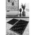 Viyana Home Dijital Baskılı Kaymaz Tabanlı Yıkanabilir 2'li Set Banya Halısı Klozet Takımı Paspas VHKZ-SD-1113 - Siyah