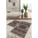 Viyana Home Dijital Baskılı Kaymaz Tabanlı Yıkanabilir 2'li Set Banya Halısı Klozet Takımı Paspas VHKZ-SD-1116 - Bej
