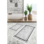 Viyana Home Dijital Baskılı Kaymaz Tabanlı Yıkanabilir 2'li Set Banya Halısı Klozet Takımı Paspas VHKZ-SD-1128 - Gri