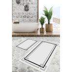 Viyana Home Dijital Baskılı Kaymaz Tabanlı Yıkanabilir 2'li Set Banya Halısı Klozet Takımı Paspas VHKZ-SD-1129 - Krem