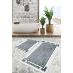 Viyana Home Dijital Baskılı Kaymaz Tabanlı Yıkanabilir 2'li Set Banya Halısı Klozet Takımı Paspas VHKZ-SD-1130 - Vizon