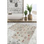 Viyana Home Dijital Baskılı Kaymaz Tabanlı Yıkanabilir 2'li Set Banya Halısı Klozet Takımı Paspas VHKZ-SD-1150 - Bej