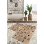 Viyana Home Dijital Baskılı Kaymaz Tabanlı Yıkanabilir 2'li Set Banya Halısı Klozet Takımı Paspas VHKZ-SD-1153 - Kahverengi