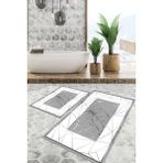 Viyana Home Dijital Baskılı Kaymaz Tabanlı Yıkanabilir 2'li Set Banya Halısı Klozet Takımı Paspas VHKZ-SD-1187 - Gri