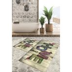 Viyana Home Dijital Baskılı Kaymaz Tabanlı Yıkanabilir 2'li Set Banya Halısı Klozet Takımı Paspas VHKZ-SD-183 - Renkli - 1059