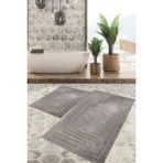 Viyana Home Dijital Baskılı Kaymaz Tabanlı Yıkanabilir 2'li Set Banya Halısı Klozet Takımı Paspas VHKZ-SD-233 - Gri