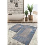 Viyana Home Dijital Baskılı Kaymaz Tabanlı Yıkanabilir 2'li Set Banya Halısı Klozet Takımı Paspas VHKZ-SD-235 - Mavi