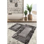 Viyana Home Dijital Baskılı Kaymaz Tabanlı Yıkanabilir 2'li Set Banya Halısı Klozet Takımı Paspas VHKZ-SD-236 - Siyah