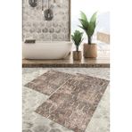 Viyana Home Dijital Baskılı Kaymaz Tabanlı Yıkanabilir 2'li Set Banya Halısı Klozet Takımı Paspas VHKZ-SD-239 - Bej
