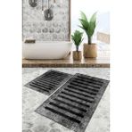 Viyana Home Dijital Baskılı Kaymaz Tabanlı Yıkanabilir 2'li Set Banya Halısı Klozet Takımı Paspas VHKZ-SD-247 - Siyah