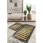 Viyana Home Dijital Baskılı Kaymaz Tabanlı Yıkanabilir 2'li Set Banya Halısı Klozet Takımı Paspas VHKZ-SD-251 - Sarı