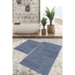 Viyana Home Dijital Baskılı Kaymaz Tabanlı Yıkanabilir 2'li Set Banya Halısı Klozet Takımı Paspas VHKZ-SD-274 - Mavi - 75