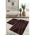 Viyana Home Dijital Baskılı Kaymaz Tabanlı Yıkanabilir 2'li Set Banya Halısı Klozet Takımı Paspas VHKZ-SD-285 - Kırmızı