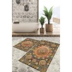 Viyana Home Dijital Baskılı Kaymaz Tabanlı Yıkanabilir 2'li Set Banya Halısı Klozet Takımı Paspas VHKZ-SD-288 - Renkli - 1107