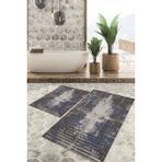 Viyana Home Dijital Baskılı Kaymaz Tabanlı Yıkanabilir 2'li Set Banya Halısı Klozet Takımı Paspas VHKZ-SD-294 - Mavi