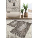 Viyana Home Dijital Baskılı Kaymaz Tabanlı Yıkanabilir 2'li Set Banya Halısı Klozet Takımı Paspas VHKZ-SD-295 - Bej