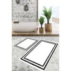 Viyana Home Dijital Baskılı Kaymaz Tabanlı Yıkanabilir 2'li Set Banya Halısı Klozet Takımı Paspas VHKZ-SD-299 - Beyaz
