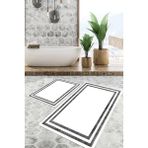 Viyana Home Dijital Baskılı Kaymaz Tabanlı Yıkanabilir 2'li Set Banya Halısı Klozet Takımı Paspas VHKZ-SD-301 - Gri