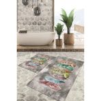 Viyana Home Dijital Baskılı Kaymaz Tabanlı Yıkanabilir 2'li Set Banya Halısı Klozet Takımı Paspas VHKZ-SD-320 - Renkli - 1187