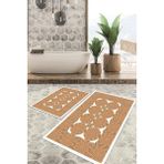 Viyana Home Dijital Baskılı Kaymaz Tabanlı Yıkanabilir 2'li Set Banya Halısı Klozet Takımı Paspas VHKZ-SD-335 - Kahverengi