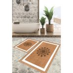 Viyana Home Dijital Baskılı Kaymaz Tabanlı Yıkanabilir 2'li Set Banya Halısı Klozet Takımı Paspas VHKZ-SD-339 - Vizon